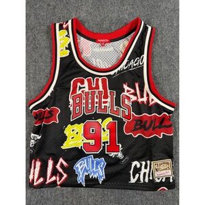 Chicago Bulls Shirt Womens 2x Jersey Dennis Rodman 91 Crop Top Mitchell Ness